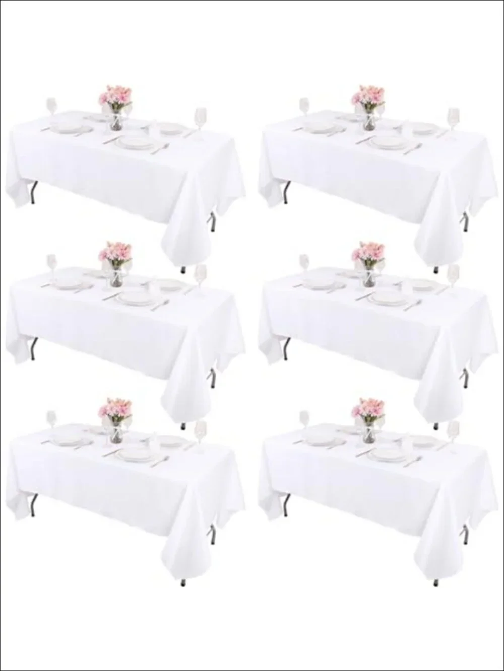 6 Pack Polyester Tablecloths 60x102 Rectangular Washable Wrinkle Resistant